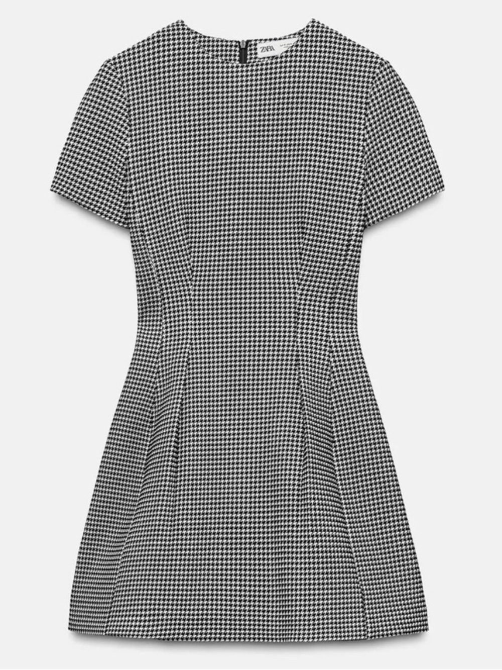 Zara Tailored Black and White Houndstooth Fit-and-Flare Dress - Picture 3 of 8